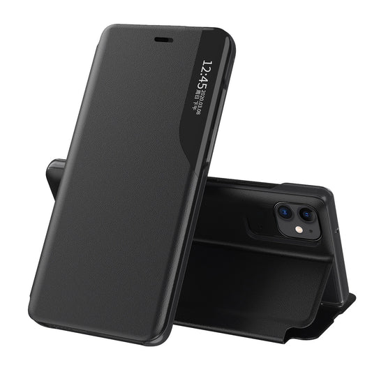 Eco Leather View Case elegant bookcase type case with kickstand for iPhone 13 Pro Max black_0