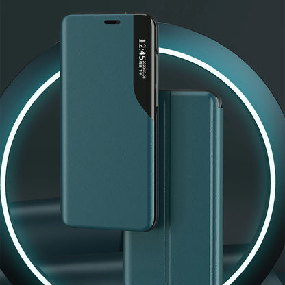 Eco Leather View Case elegant bookcase type case with kickstand for iPhone 13 Pro Max green_1
