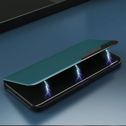 Eco Leather View Case elegant bookcase type case with kickstand for iPhone 13 Pro Max green_2