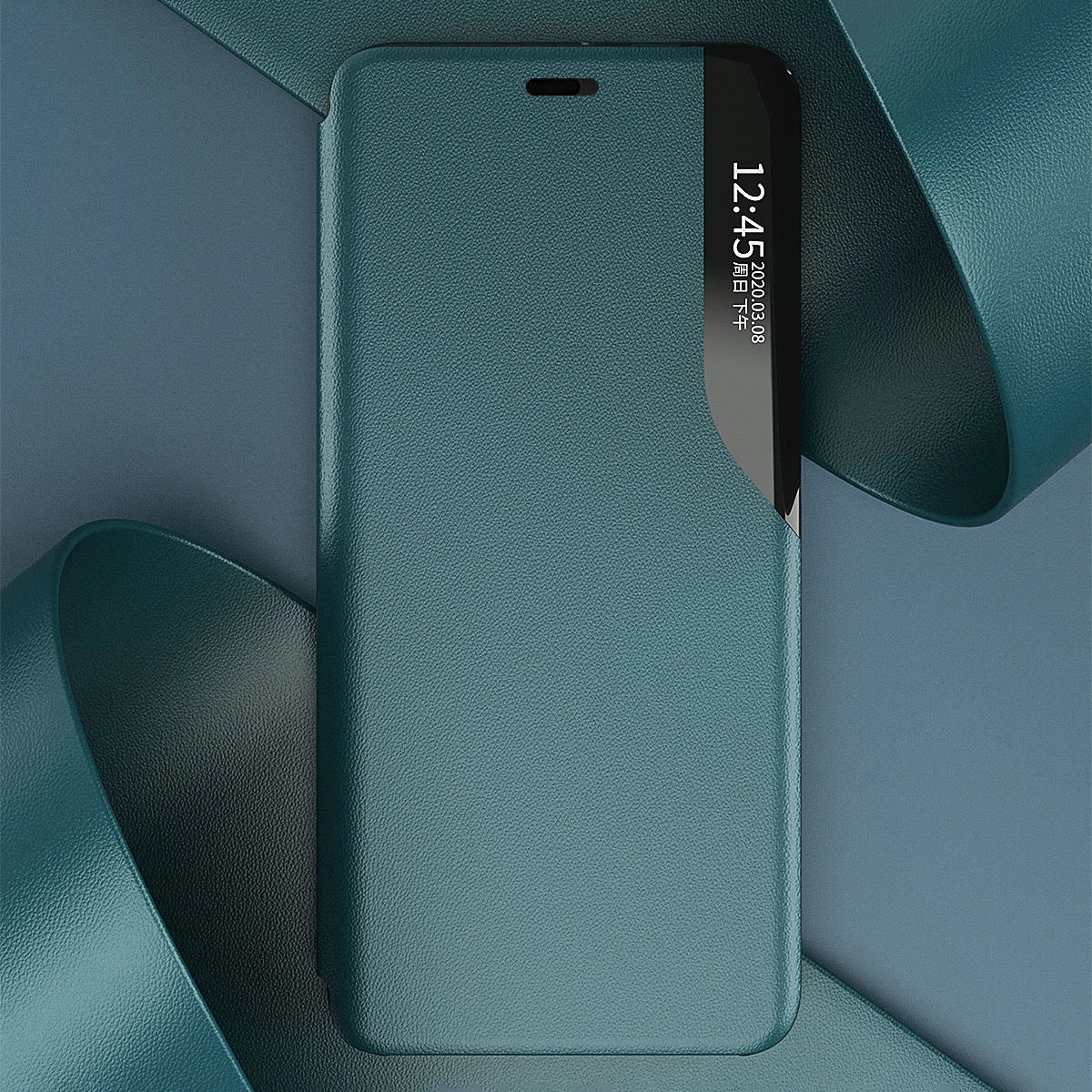 Eco Leather View Case elegant bookcase type case with kickstand for iPhone 13 Pro Max green_4
