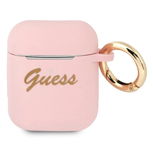 Guess GUA2SSSI AirPods cover pink/pink Silicone Vintage Script_0