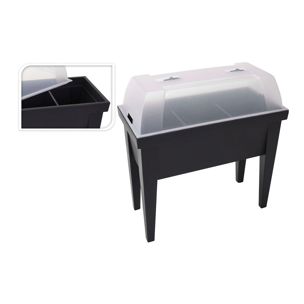 Horta vertical com tampa para efeito estufa, cor preto 80x40x65cm_0