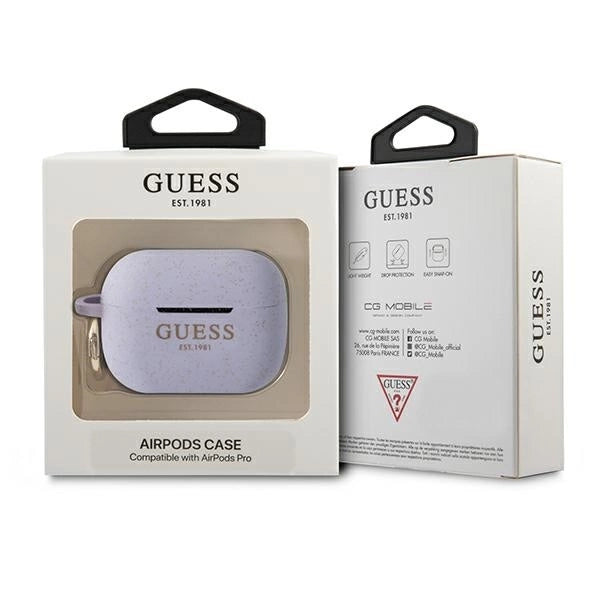 Guess GUAPSGGEU AirPods Pro cover purple/purple Silicone Glitter_2