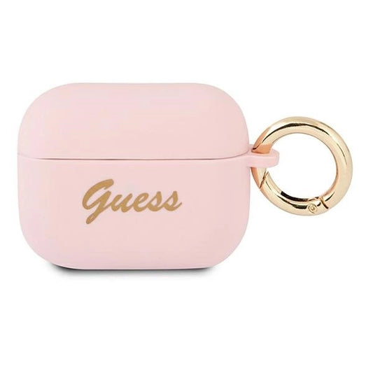 Guess GUAPSSSI AirPods Pro cover pink/pink Silicone Vintage Script_0