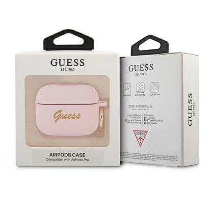 Guess GUAPSSSI AirPods Pro cover pink/pink Silicone Vintage Script_2