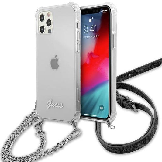 Guess GUHCP12LKC4GSSI iPhone 12 Pro Max 6.7" Transparent hardcase 4G Silver Chain_0