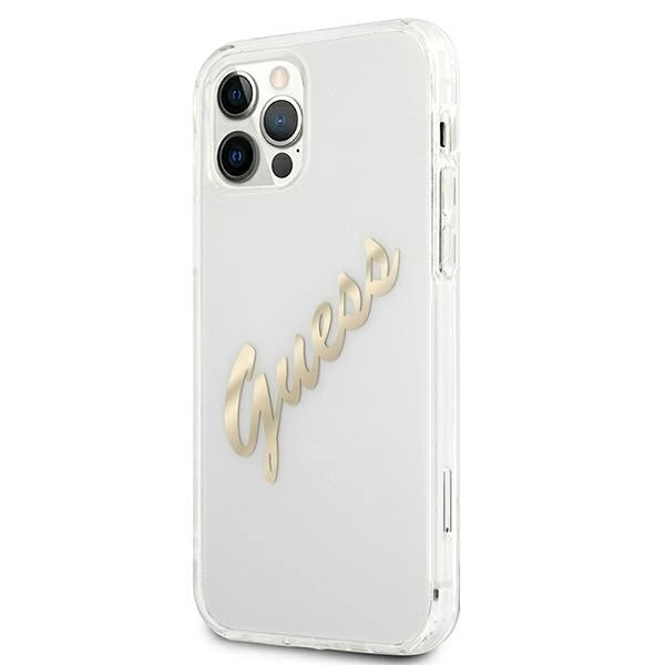 Guess GUHCP12LKTRSVGO iPhone 12 Pro Max 6.7" Transparent hardcase Vintage Script Gold_1