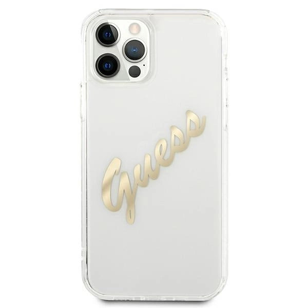 Guess GUHCP12LKTRSVGO iPhone 12 Pro Max 6.7" Transparent hardcase Vintage Script Gold_2