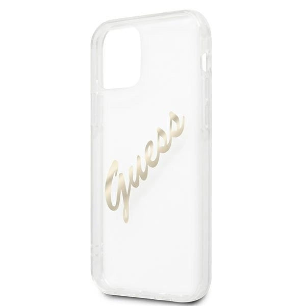 Guess GUHCP12LKTRSVGO iPhone 12 Pro Max 6.7" Transparent hardcase Vintage Script Gold_5