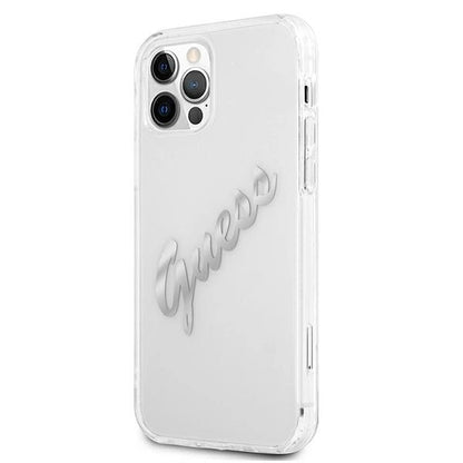 Guess GUHCP12LKTRSVSI iPhone 12 Pro Max 6.7" Transparent hardcase Vintage Script Silver_1