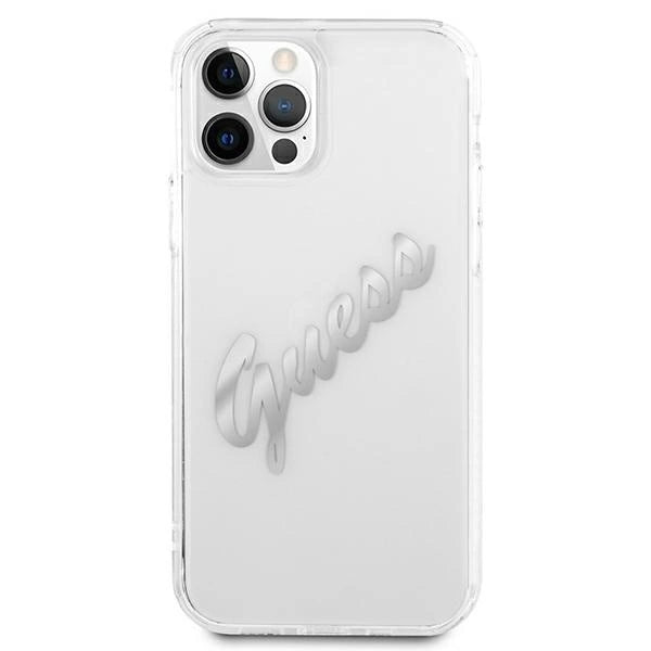 Guess GUHCP12LKTRSVSI iPhone 12 Pro Max 6.7" Transparent hardcase Vintage Script Silver_2