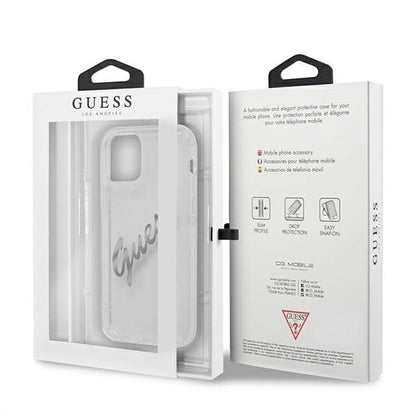 Guess GUHCP12LKTRSVSI iPhone 12 Pro Max 6.7" Transparent hardcase Vintage Script Silver_7