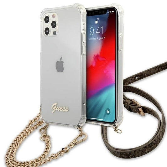 Guess GUHCP12MKC4GSGO iPhone 12/12 Pro 6.1" Transparent hard case 4G Gold Chain_0
