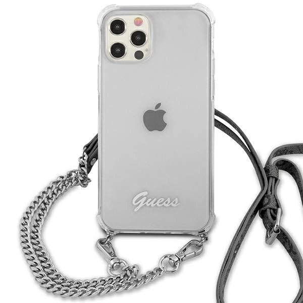 Guess GUHCP12MKC4GSSI iPhone 12/12 Pro 6.1" Transparent hardcase 4G Silver Chain_2