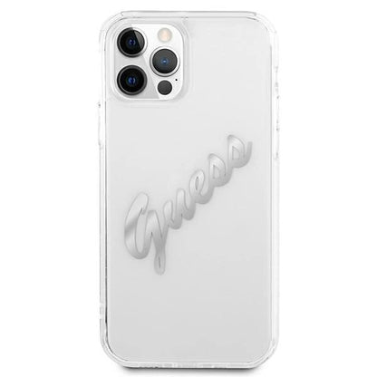 Guess GUHCP12MKTRSVSI iPhone 12/12 Pro 6.1&quot; Transparent hardcase Vintage Script Silver_2