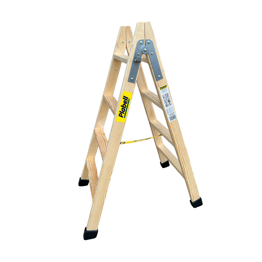 Escadote de madeira degraus largos 114cm altura bld-4 plabell_0