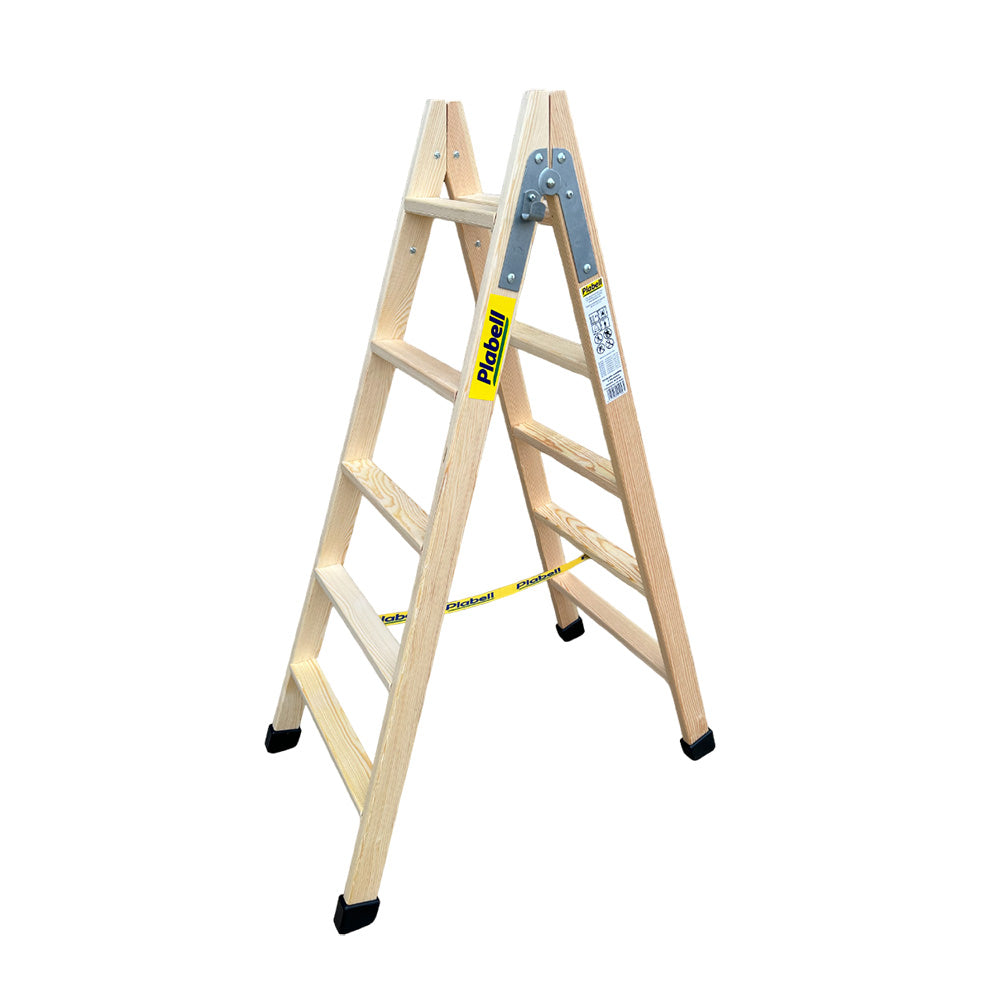 Escadote de madeira degraus largos 139cm altura bld-5 plabell_0