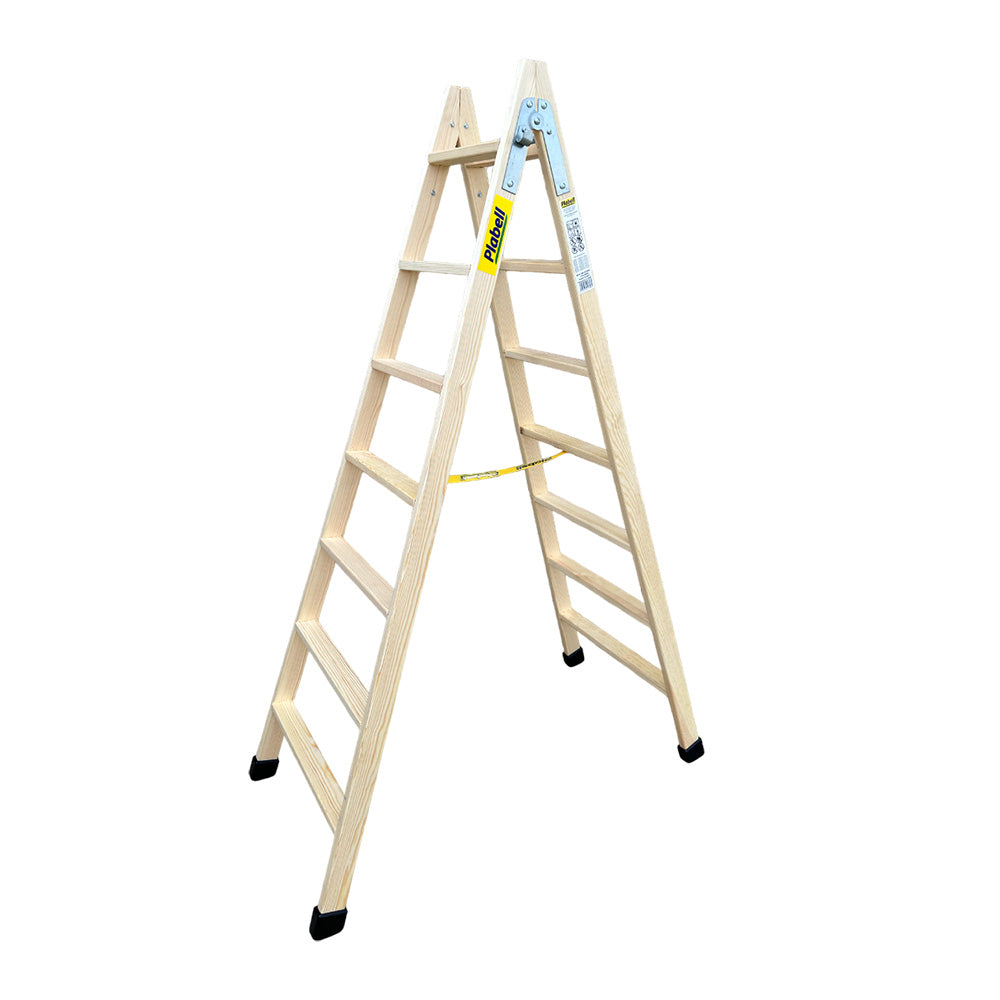 Escadote de madeira degraus largos 190cm altura bld-7 plabell_0
