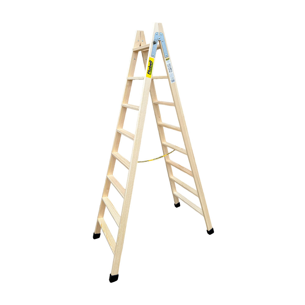 Escadote de madeira degraus largos 214cm altura bld-8 plabell_0