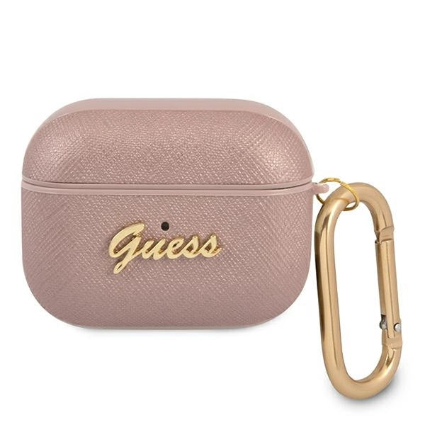 Guess GUAPSASMP AirPods Pro cover pink/pink Saffiano Script Metal Collection_0