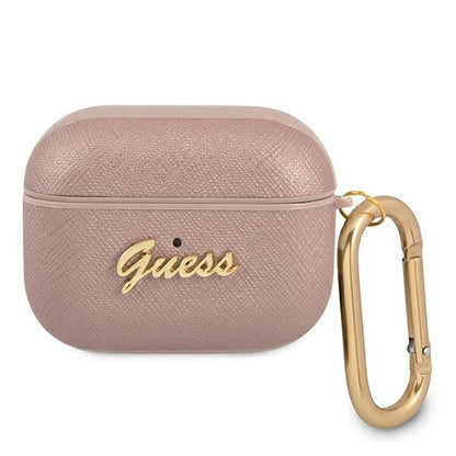 Guess GUAPSASMP AirPods Pro cover pink/pink Saffiano Script Metal Collection_0