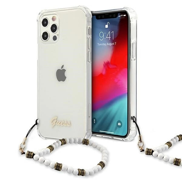 Guess GUHCP12LKPSWH iPhone 12 Pro Max 6.7" Transparent Hardcase White Pearl_0