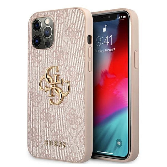 Guess GUHCP12M4GMGPI iPhone 12/12 Pro 6,1" różowy/pink hardcase 4G Big Metal Logo_0