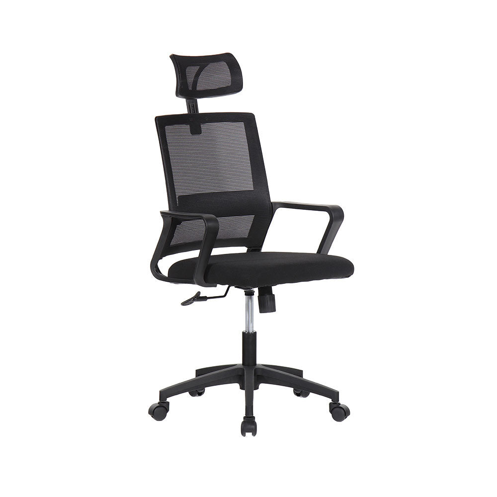Cadeira de escritÃ³rio ergonÃ³mica preta com as costas em malha de nylon_0