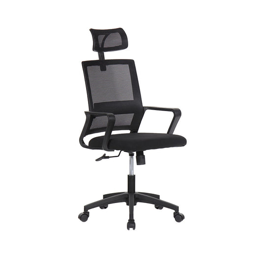 Cadeira de escritÃ³rio ergonÃ³mica preta com as costas em malha de nylon_0