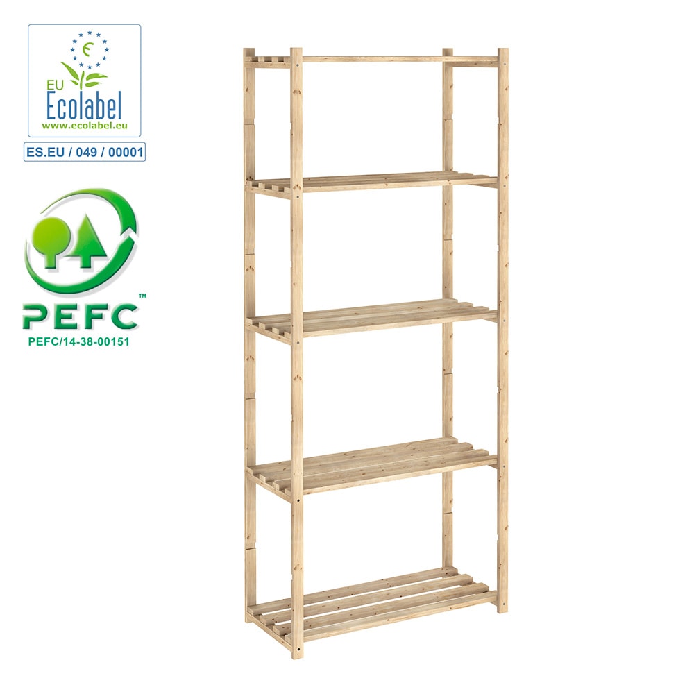 Estante pinho serie natura sem verniz 100% pefc cert 171x65x30cm astigarraga_0