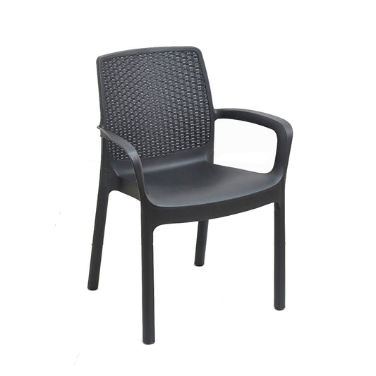 Cadeira empilhÃ¡vel de rattan imitaÃ§Ã£o. cor: antracite 61x54x82cm modelo: regina progarden._0