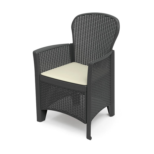 CadeirÃ£o imitaÃ§Ã£o do rattan. cor: antracite 60x58x89cm modelo: folia progarden_0