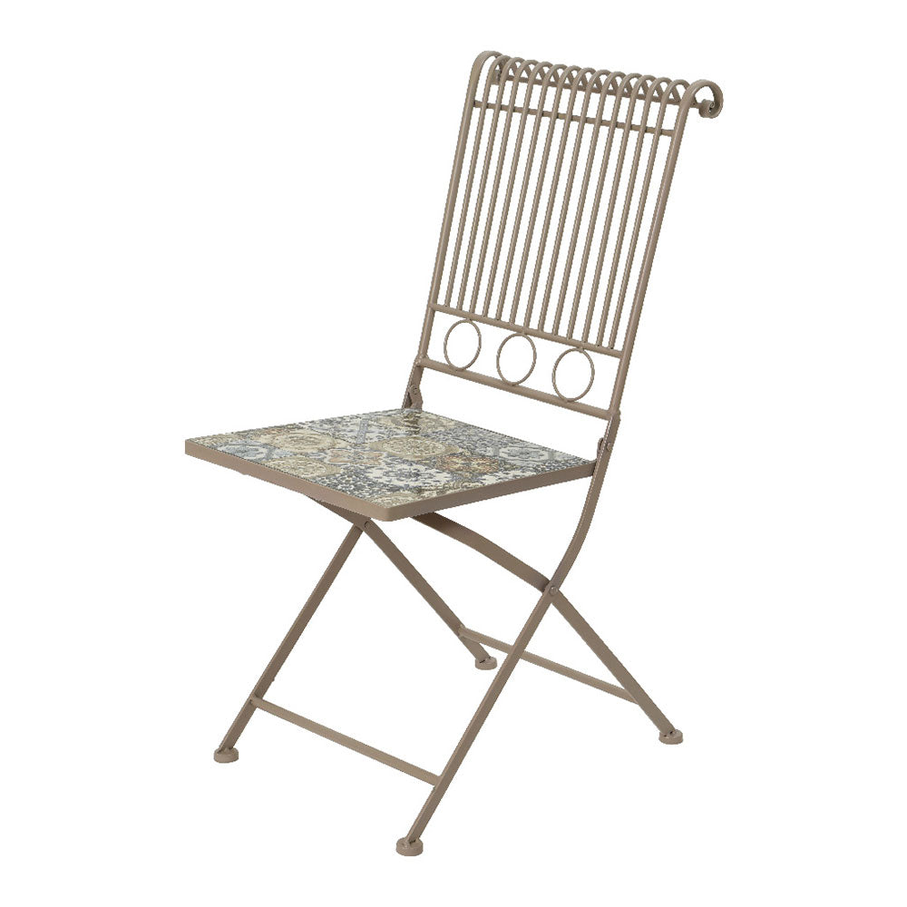 Cadeira metÃ¡lica/mosaico cor: castanho 45x38x90cm modelo bistro para exterior_0