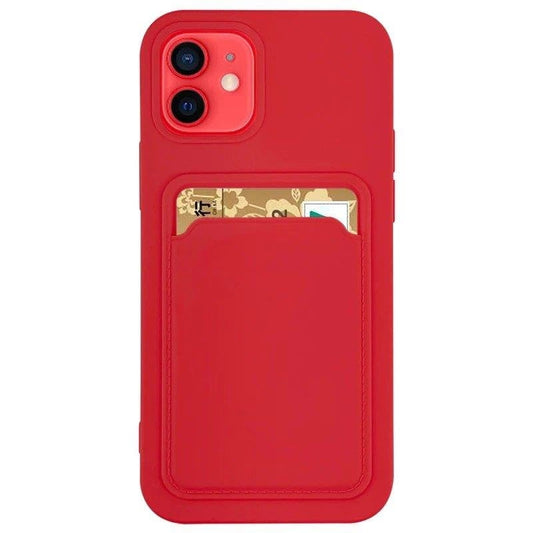 Card Case Silicone Wallet with Card Slot Documents for iPhone 12 Pro red_0