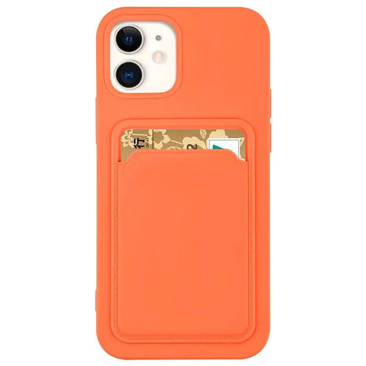 Card Case Silicone Wallet Wallet with Card Slot Documents for iPhone 12 Pro Max Orange_0