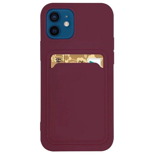 Card Case Silicone Wallet Case with Card Slot Documents for Samsung Galaxy S21 Ultra 5G Burgundy_0