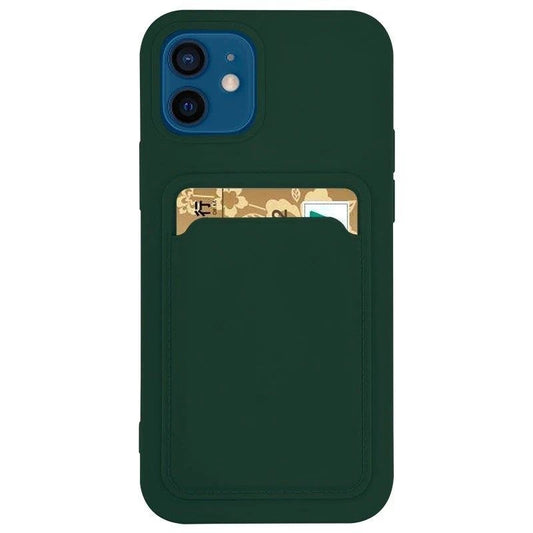Card Case Silicone Wallet Case with Card Slot Documents for Xiaomi Redmi 10X 4G / Xiaomi Redmi Note 9 Dark Green_0