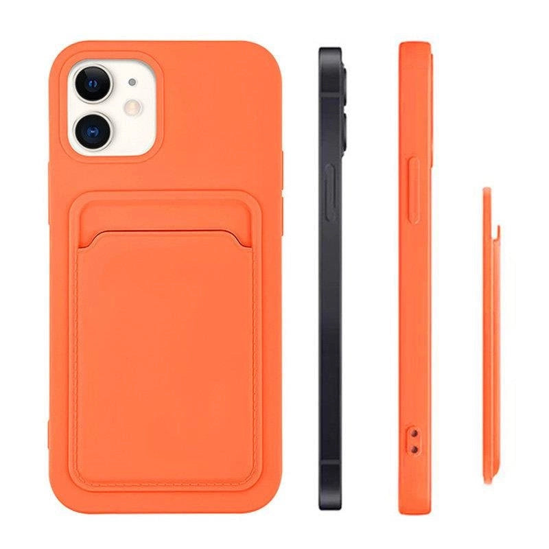 Card Case Silicone Wallet Wallet With Card Slot Documents For Samsung Galaxy A72 4G Pink_2