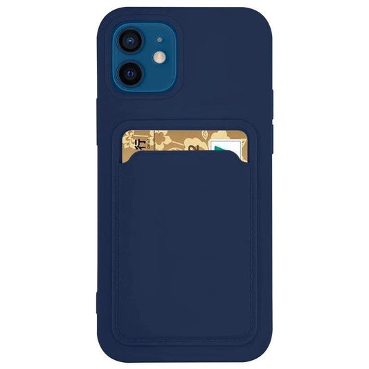Card Case Silicone Wallet Case with Card Slot Documents for Samsung Galaxy A22 4G Navy Blue_0