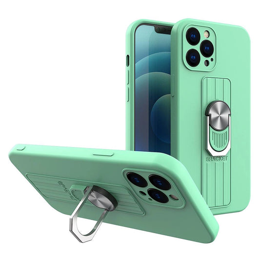 Ring Case silicone case with finger grip and stand for Samsung Galaxy A42 5G mint_0