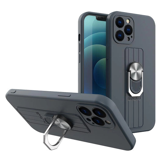 Ring Case silicone case with finger grip and stand for Xiaomi Redmi Note 10 / Redmi Note 10S dark blue_0