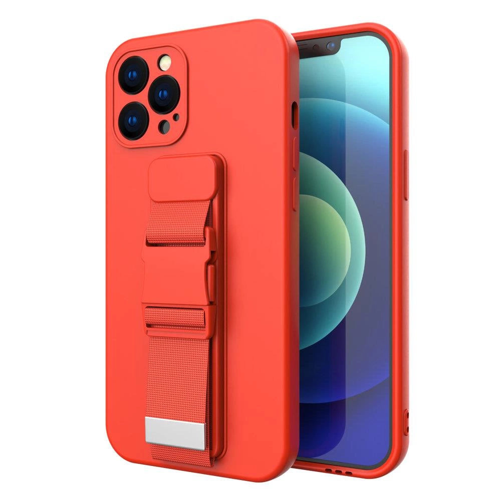 Rope case gel case with a chain lanyard bag lanyard iPhone XS / iPhone X red_1