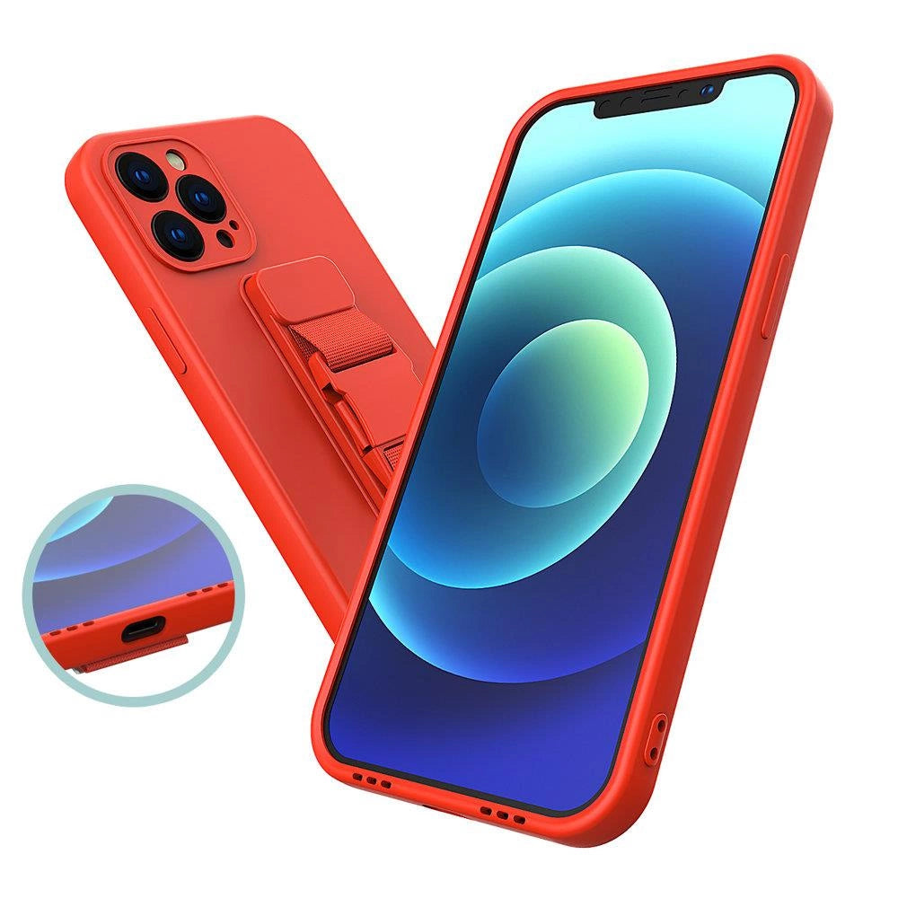 Rope case gel case with a chain lanyard bag lanyard iPhone XS / iPhone X red_3