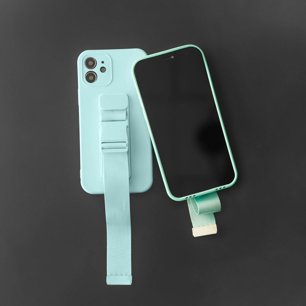 Rope case gel case with a chain lanyard bag lanyard iPhone 12 light blue_9