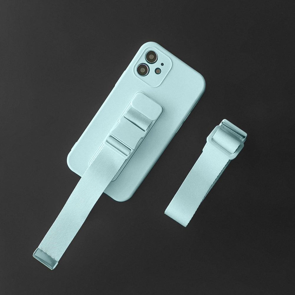 Rope case gel case with a chain lanyard bag lanyard iPhone 12 light blue_8