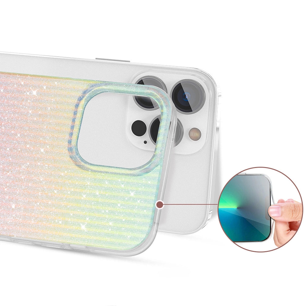 Kingxbar Travel Series luxurious elegant case for iPhone 13 Pro blue-orange (Clouds)_3