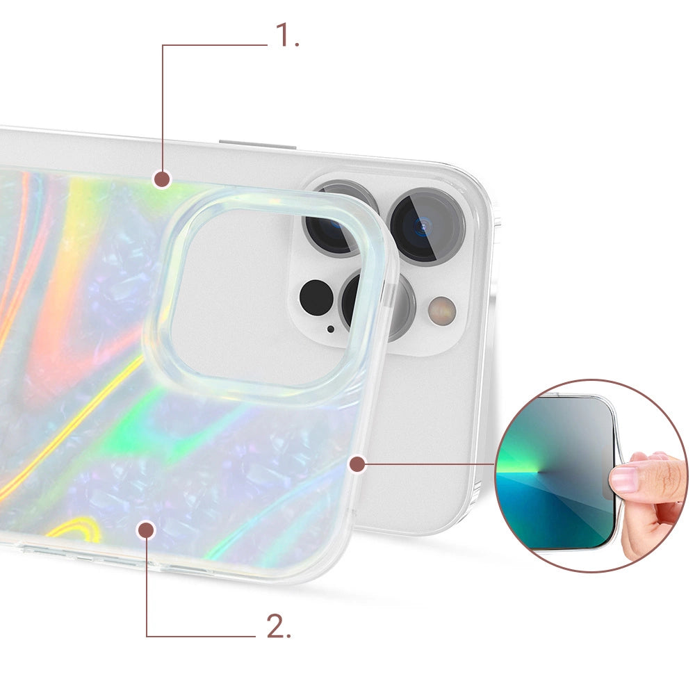 Kingxbar Shell Series luxury elegant phone case for iPhone 13 Pro pearl-mint_4