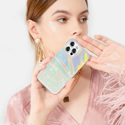 Kingxbar Shell Series luxury elegant phone case for iPhone 13 Pro pearl-mint_1