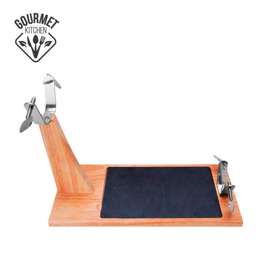 Madeira de borracha suporte de presunto top line com base ceramica edm_0
