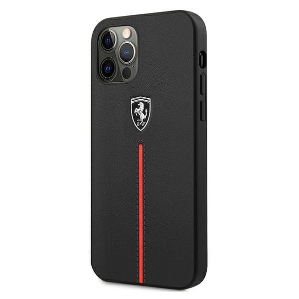 Ferrari FEOMSHCP12LBK iPhone 12 Pro Max black/black hardcase Off Track Leather Nylon Stripe_1